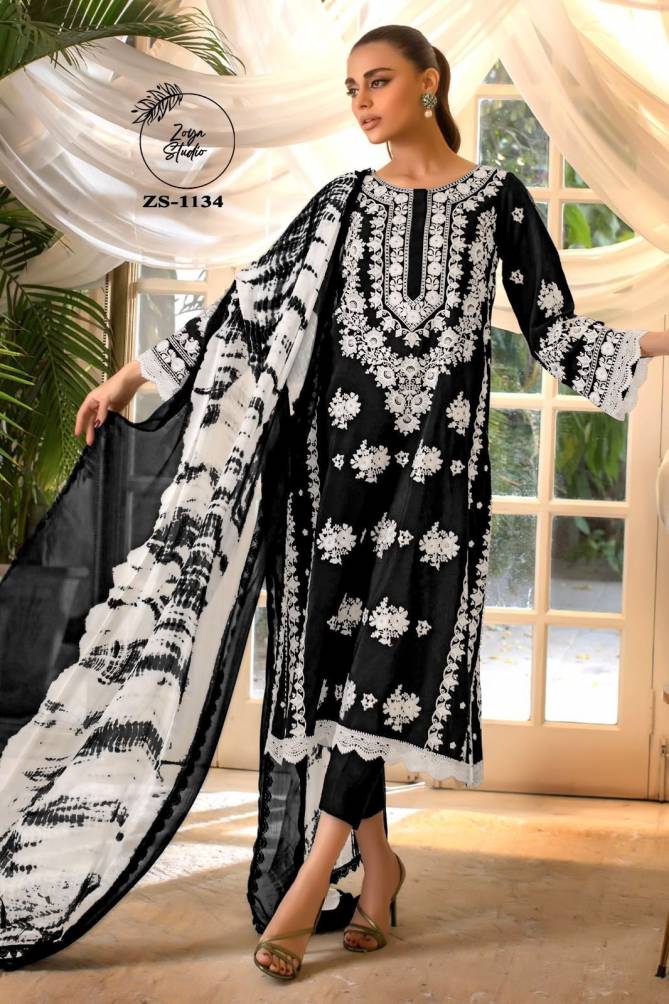 ZS 1134 Embroidery Georgette Pakistani Readymade Suits Catalog